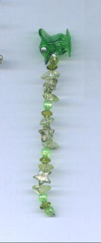 Green hand beaded baby size hair clips