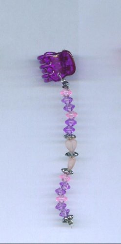 Purple and pink frosted hearts hand beaded baby size hair clips