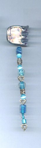 Blue hand beaded hair clip