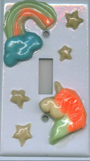 Glow in the Dark Unicorn and Rainbow Light Switch Cover