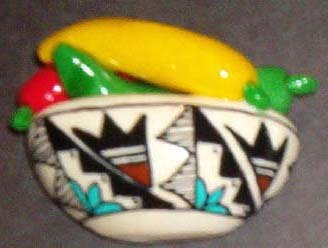 Handpainted Chile Indian Pot w/Turquoise Color
