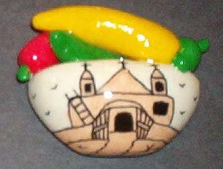 Handpainted Chile Indian Pot with Church (Santuario)