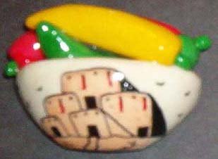 Handpainted Chile Bowl w/Pueblo