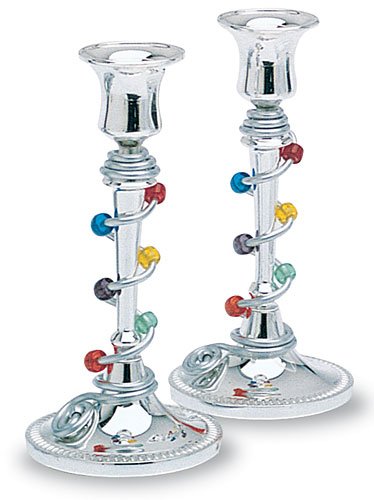 Pair Tall Silver Candlesticks