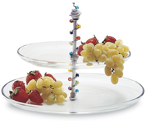 2-Tiered Oval Glass Platter