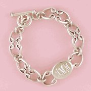 Engravable Sterling Oval Link Toggle Bracelet
