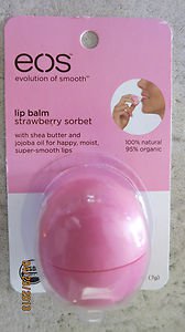 EOS lip balm Strawberry sorbet with shea butter and jojoba oil .25 oz (7g) Pink