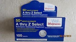 Walgreens A thru Z Select 50+ Men's Ultimate Multivitamin supplement 100 tablets