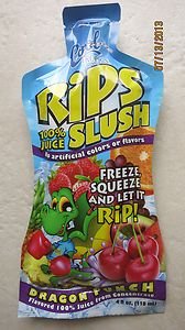TWO Cool Tropics Rips Slush 100% juice DRAGON PUNCH flavor 4 fl oz pouches pouch