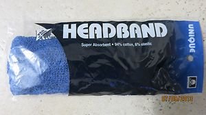 One Unique Headband super absorbant cotton elastic BLUE color tennis sport NEW U