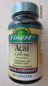 Finest Acai 1000 mg per serving Dietary Supplement Super Antioxidant 60 capsules