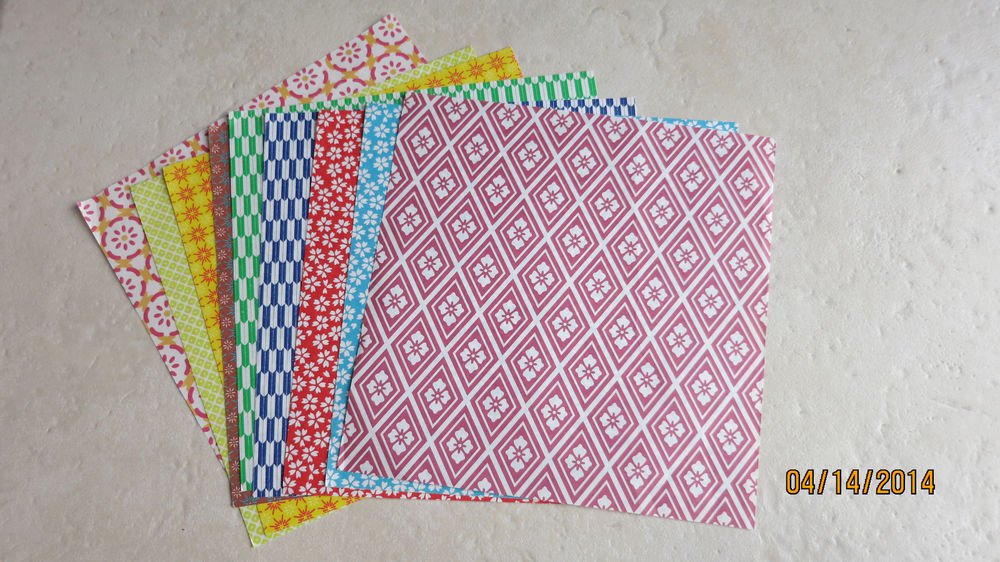 9 pages of Origami multi color 6 " x 6 " NEW multi color kids paper hobby hand