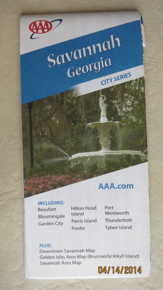 AAA Savannah Georgia City series paper map Beaufort Bloomingale Garden City NEW
