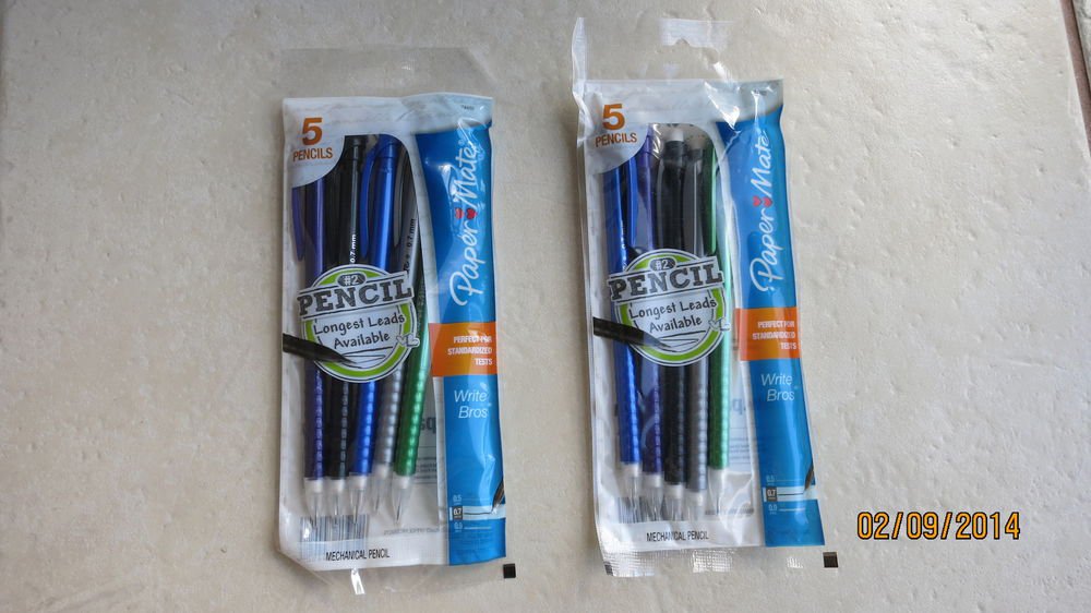 2 Packs Paper Mate Write Bros Mechanical Pencils - 5 pencils each pack .07 leads