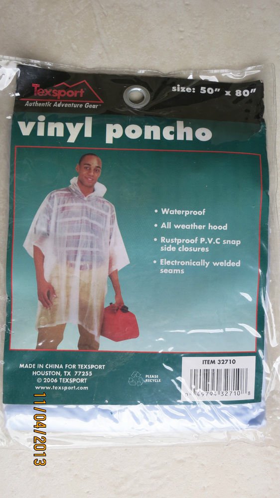 TWO Texsport Authentic Adventure Gear Vinyl Poncho 32710 light blue 50 " x 80 "