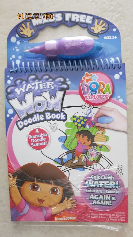 Water Wow Doodle book DORA the Explorer 4 reusable scenes & 1 water brush NEW co