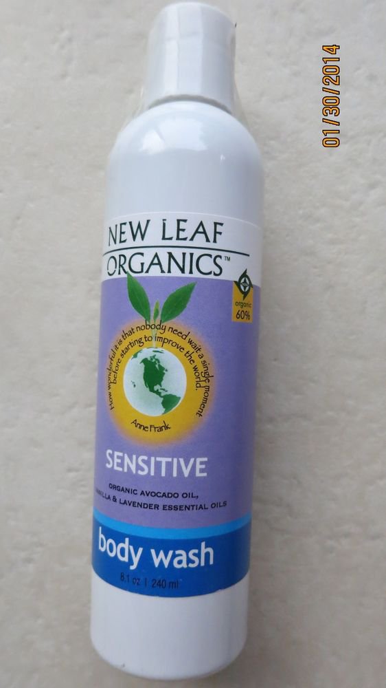New Leaf Organics Body Wash SENSITIVE 8.1 oz / 240 ml Organic AVOCADO OIL vanill