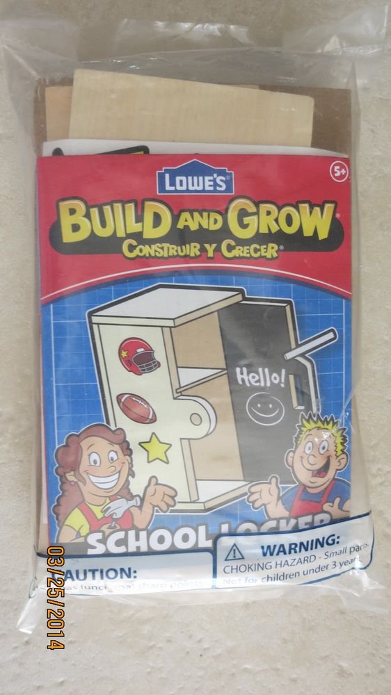 Lowe's Build and Grow Wood Project SCHOOL LOCKER Kids age 5+ hand building NEW g