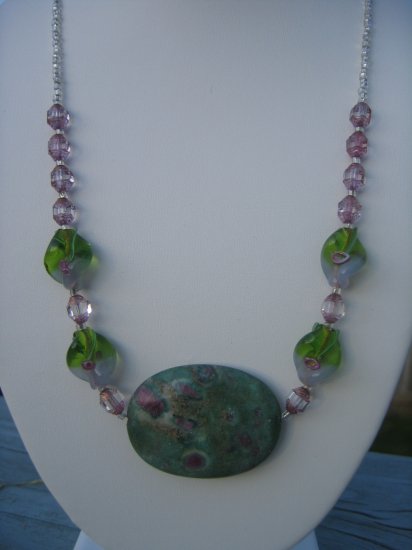Green and Purple Jasper with flower twists and sparkles