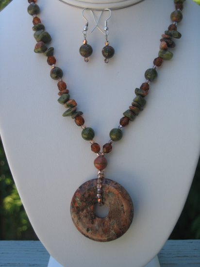 Jasper with Amber and Copper colored Czech Glass