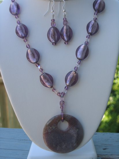 Purple Jasper and glass foil beads