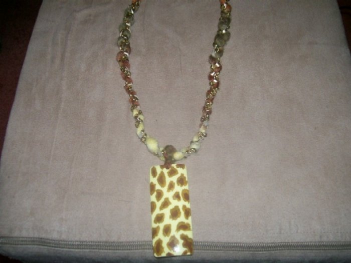 Yellow Animal Print Pendant Necklace