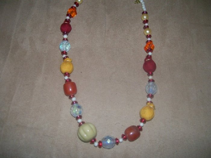 Multi colored beads and bauble necklace