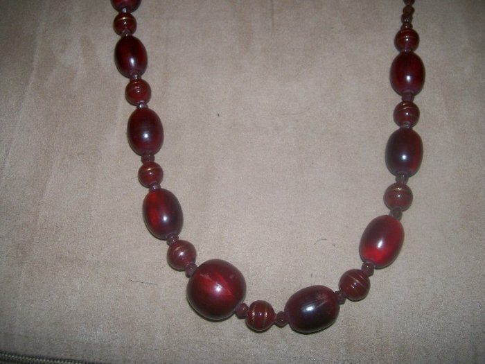 Dark red wood bead necklace