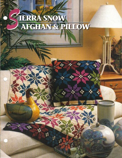 Annie’s Attic Q & A Club~ Sierra Snow Afghan & Pillow~ Free Shipping