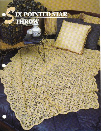 Annie’s Attic Q & A Club~ Six Pointed Star Throw~ Free Shipping