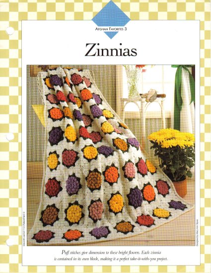 Vanna’s Afghan & Crochet Favorites~ Zinnias~ Crochet Pattern~ Free Shipping