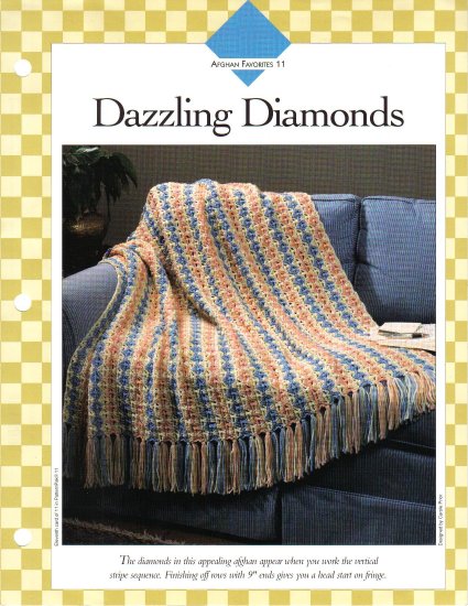 Vanna’s Afghan & Crochet Favorites~ Dazzling Diamonds~ Crochet Pattern~ Free Shipping