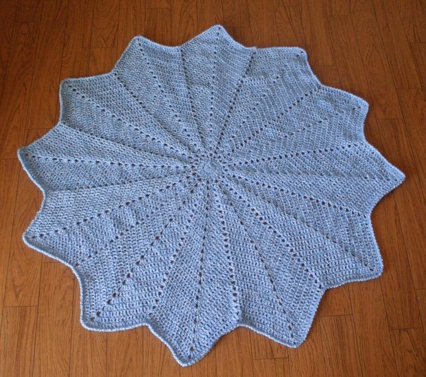 Boy's~ Blue~ Round Baby Blanket Afghan~ Throw~ Free Shipping