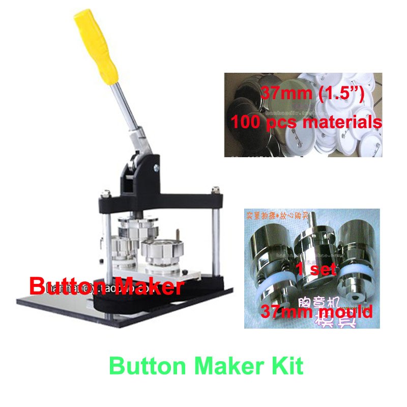 Discount Button Maker Kit 37mm Badge Button Maker Machine 37mm Mould 100 Sets Pinback Supply