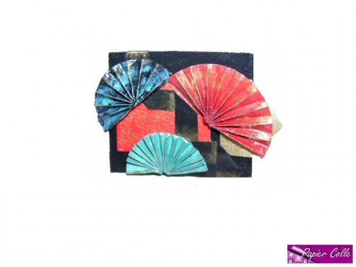 Teal And Red Fan