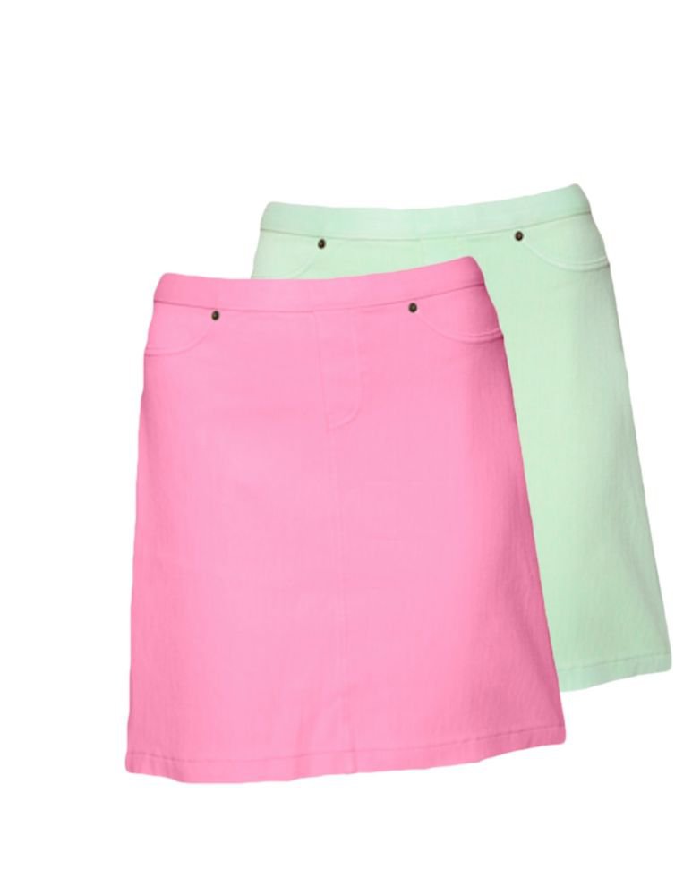 Hue Chinos A-Line Skirt, U13663H, NEON GREEN or NEON PINK (2 Colors)