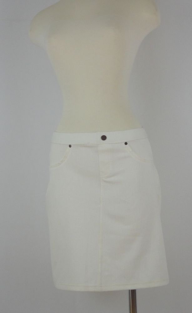 Hue Chino Chic Skirt- U12938- OFF WHITE- LARGE