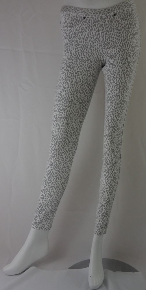 HUE Twill Mini Leopard Print Skimmer Leggings, CHROME, SMALL
