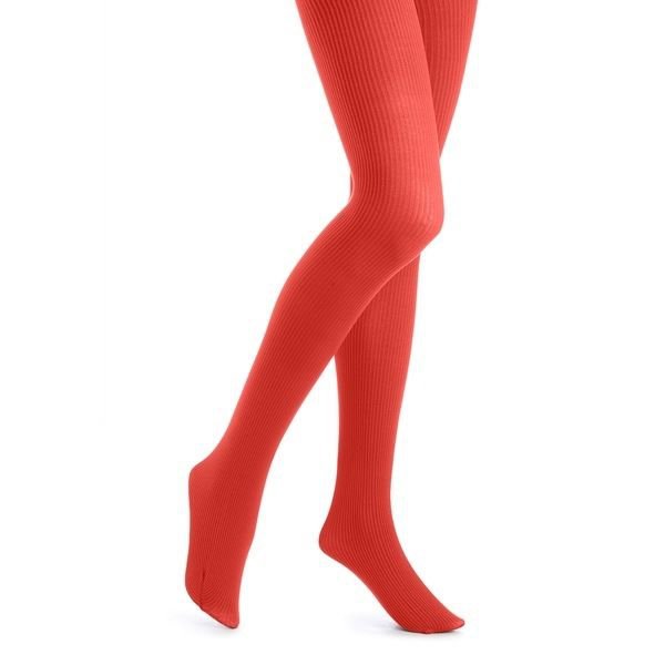 Hue Classic Rib Tights, Nylon/Spandex, ORANGE, SIZE 2-SMALL/MEDIUM
