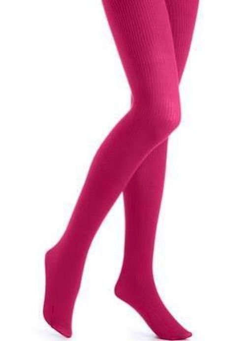 Hue Classic Rib Tights, Nylon/Spandex, U11924, PINK, SIZE 2-SMALL/MEDIUM