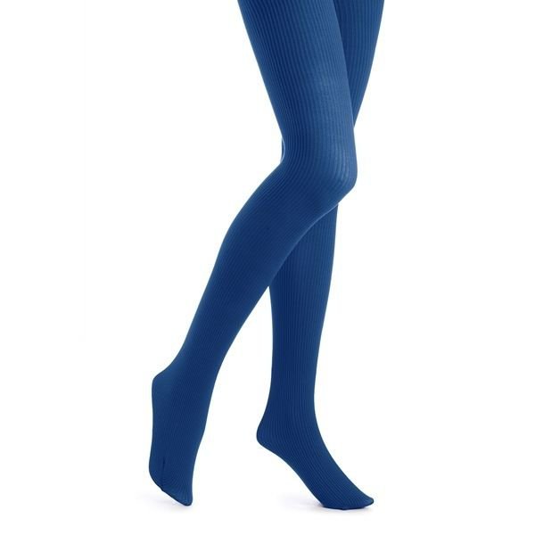 Hue Classic Rib Tights, Nylon/Spandex, BLUE, SIZE 2-SMALL/MEDIUM