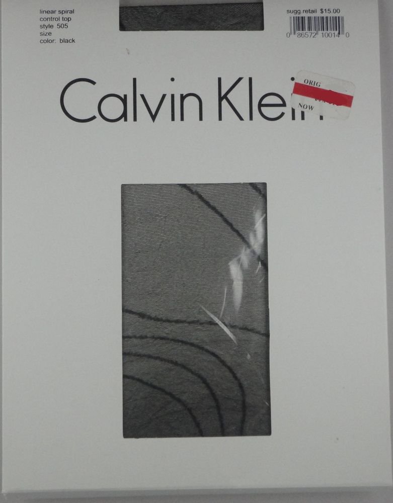 Calvin Klein Linear Spiral Control Top Pantyhose- 505- BLACK- SIZE C-LARGEÂ