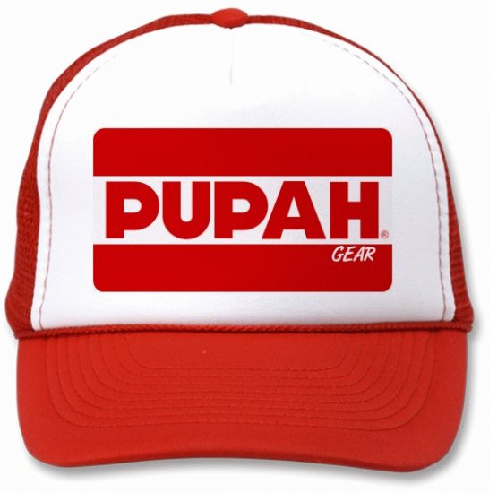 PUPAH- White & Red Trucker Cap