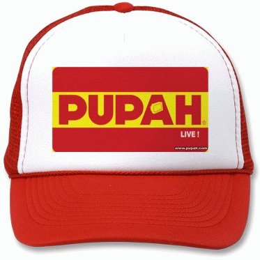 PUPAHLIVE !- White & Red Trucker Cap