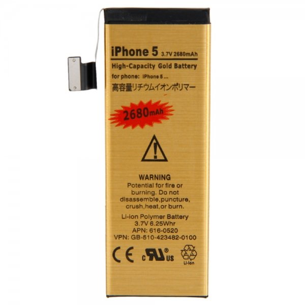 2680 mAh Gold Apple Iphone 5 Battery High Capacity Replacement