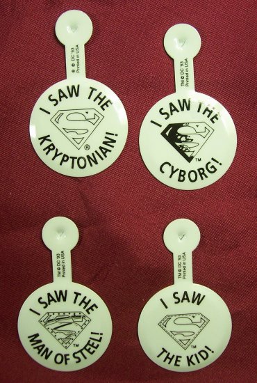 Superman Promo Pinbacks I Saw the Man of Steel Set of 4