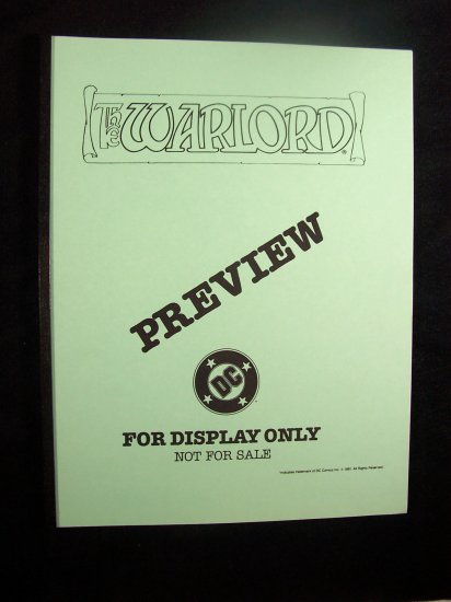 D.C. Comics Black & White Proof Preview The Warlord 1991