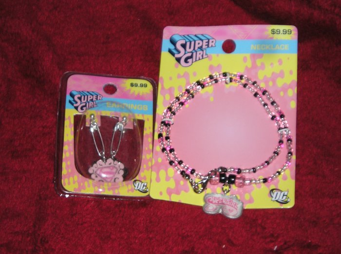 Lot of Superman SuperGirl Jewelry - Necklace & Earrings