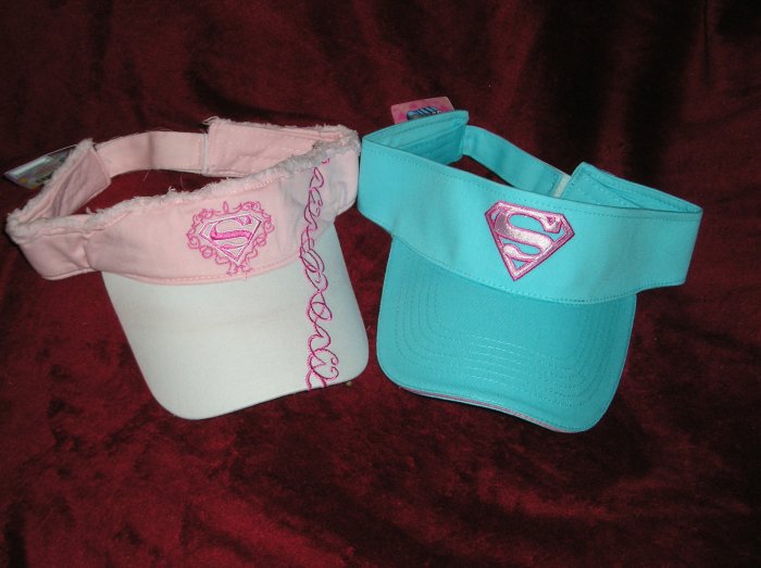 Lot of Two Superman/Supergirl Visors/Hats New NWT