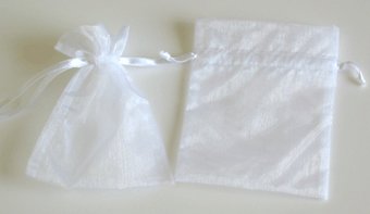 3" x 4" White Organza Favor Bags - 12 pack